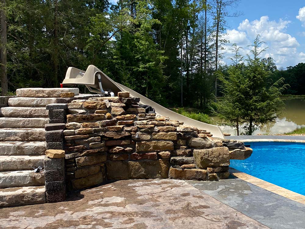 pool with rock formation