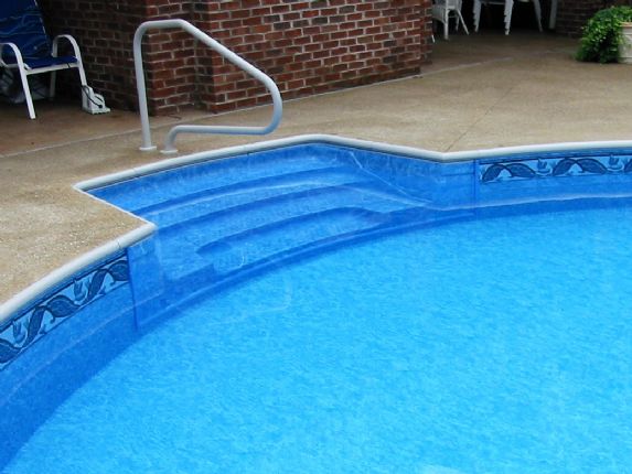 pool with rail into pool area