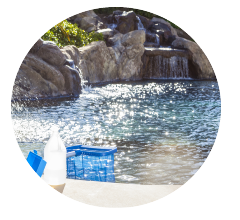 Weekly Pool Maintenance waterfall in pool